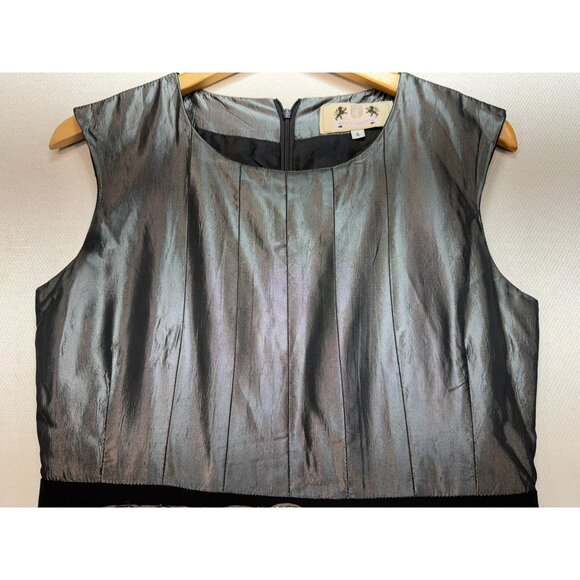 Spicy Couture A-Line Dress Size 4 Black Gray Sleeveless Midi Beaded Vintage - Picture 5 of 10